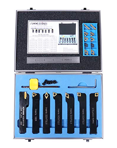 Accusize 3/4 in Shank Indexable Carbide Turning Tool Set, 2387-2006PLUS - size: 7 plus 10 Inserts, for Steel