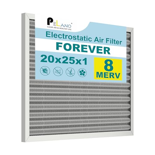 20x25x1 Reusable Air Filter, Electrostatic HVAC Air Filter, Lasts a Lifetime, Washable, Enjoy Fresher Air in Home and Office, MERV 8 (Actual Size:19.75x24.64x0.8 Inch) - size: 25" x 20" x 1"