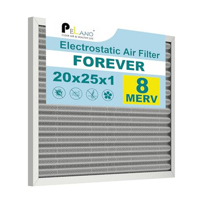 20x25x1 Reusable Air Filter, Electrostatic HVAC Air Filter, Lasts a Lifetime, Washable, Enjoy Fresher Air in Home and Office, MERV 8 (Actual Size:19.75x24.64x0.8 Inch) - size: 25" x 20" x 1"