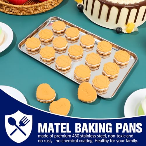 Mimorou 12 Pcs Stainless Steel Baking Sheet Cookie Pans, 10.2 x 5.9 Inch - size: 10.2 x 5.9 inches
