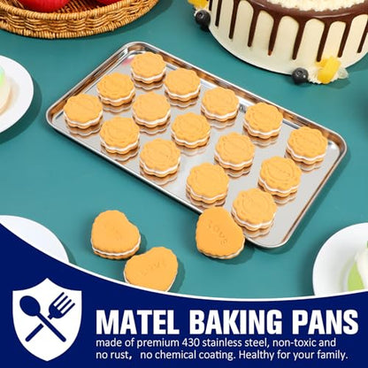 Mimorou 12 Pcs Stainless Steel Baking Sheet Cookie Pans, 10.2 x 5.9 Inch - size: 10.2 x 5.9 inches