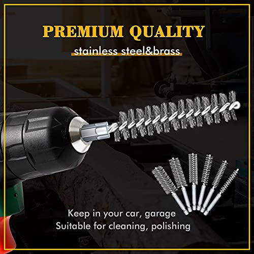 12 Pieces Bore Brush for Drill Wire Bore Brush Set - style: Stainless Steel, Brass