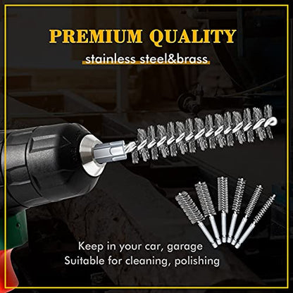 12 Pieces Bore Brush for Drill Wire Bore Brush Set - style: Stainless Steel, Brass