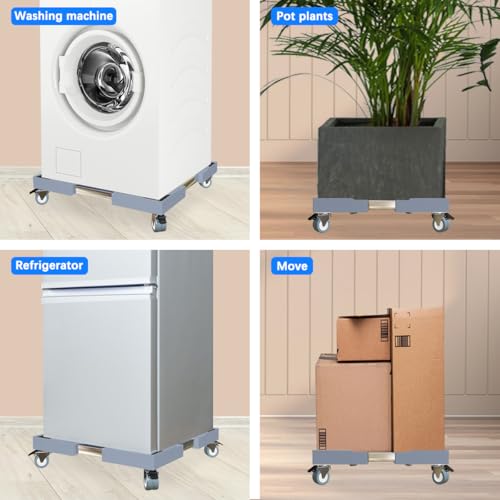 Appliance Dolly Cart with 4 Locking Wheels Mini Fridge Stand Adjustable 16"-26" Universal Mobile Roller for Portable Washer, Dryer, Refrigerator, Furniture, Grey - color: Gray