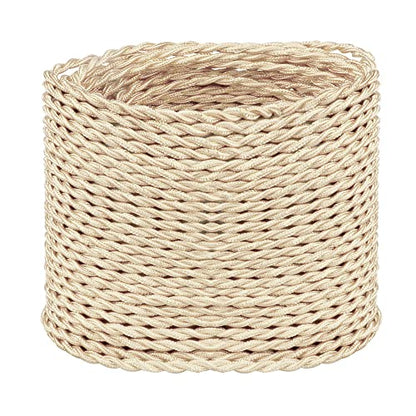 Helunsi 32.8 ft Twisted Cloth Covered Wire, 18/2 Champagne Gold Lamp Cord - color: Champagne Gold