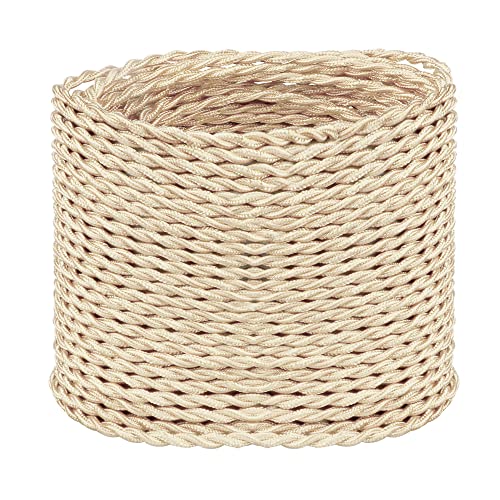 Helunsi 32.8 ft Twisted Cloth Covered Wire, 18/2 Champagne Gold Lamp Cord - color: Champagne Gold