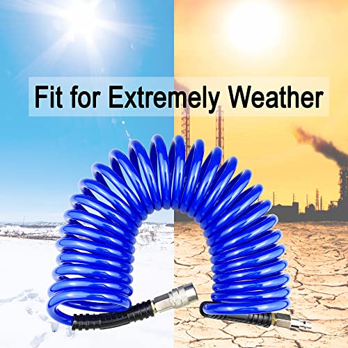 Darnassus PU Recoil Air Hose Compressor Tube with 1/4" Swivel Fittings - color: Blue, size: 15 FT