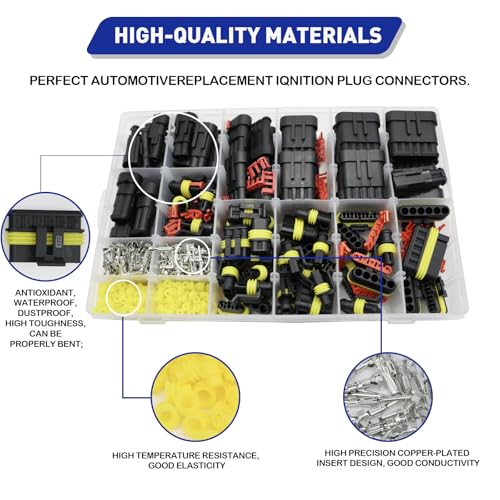 Boatsea 709Pcs Waterproof Wire Connectors, 43 Kits Automotive Electrical Connectors Electrical Wire Connectors Kit 1/2/3/4/5/6 Pin Weather Pack Connector for 13-20 AWG Wire with Ratchet Crimping Tool - size: 1/2/3/4/5/6Pin 43Kits with Crimper