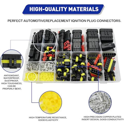 Boatsea 709Pcs Waterproof Wire Connectors, 43 Kits Automotive Electrical Connectors Electrical Wire Connectors Kit 1/2/3/4/5/6 Pin Weather Pack Connector for 13-20 AWG Wire with Ratchet Crimping Tool - size: 1/2/3/4/5/6Pin 43Kits with Crimper