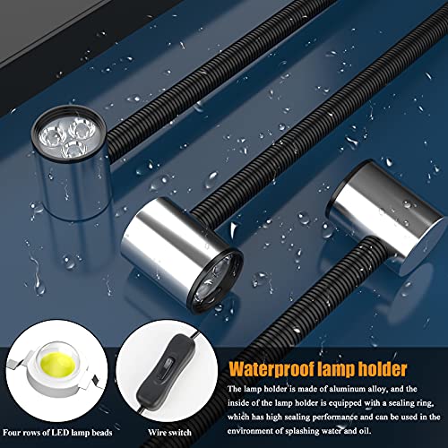 Led Machine Work Light, IP65 Water Proof 23in Flexible Gooseneck Lamp 900 Lumens 120 Volt for Lathe Milling Drill Press Industrial Lighting, Install With Screws - size: 23.6 inch, 4 Hole Screw Base.