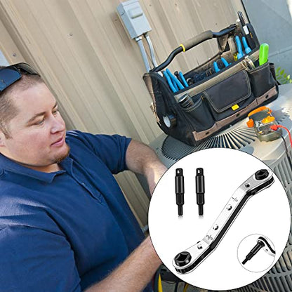 HVAC Service Wrench,3/16"-3/8" 5/16" x 1/4"Hvac Tools with Hex Adapter - style: 1 Wrench + 2 Hexagon Bit