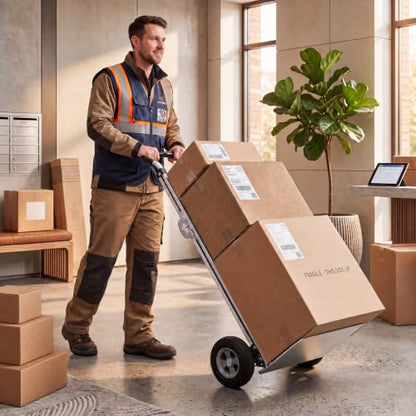 Goplus Heavy-Duty Folding Hand Truck, 600 LBS Aluminum Dolly Cart