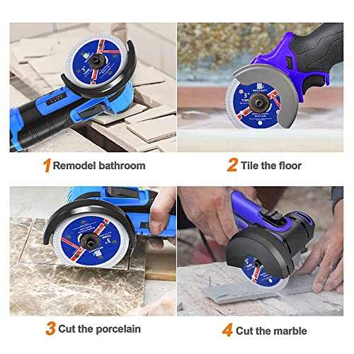 Super Thin Diamond Porcelain Saw Blade with X Teeth,BRSCHNITT 2pcs 3 Inch (75 mm) x Arbor 3/8 Inch (10 mm) Angle Grinder Diamond Cutting Disc for Dry/Wet Cutting Porcelain Tile Ceramic Marble Granite - size: 75mm(3")