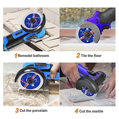 Super Thin Diamond Porcelain Saw Blade with X Teeth,BRSCHNITT 2pcs 3 Inch (75 mm) x Arbor 3/8 Inch (10 mm) Angle Grinder Diamond Cutting Disc for Dry/Wet Cutting Porcelain Tile Ceramic Marble Granite - size: 75mm(3")