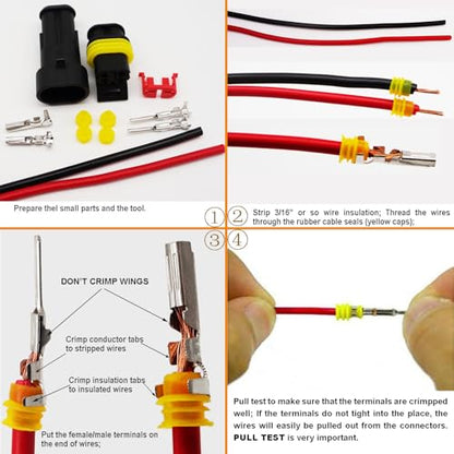25 Kit 2 Pin Connector Automotive Waterproof 2 Wire Connectors with Crimper - color: 2pin/25kit with Crimper