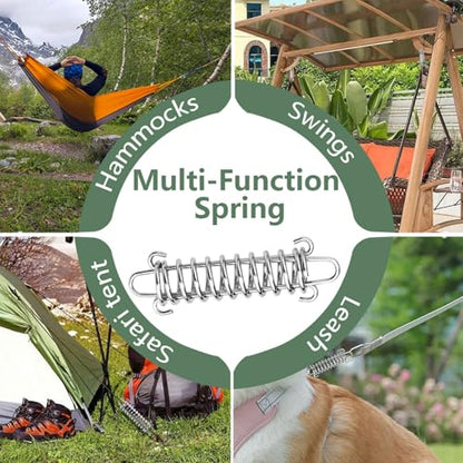 6 Pack Tension Spring for Camping Tent Rope, Heavy Duty Steel Porch Swing Springs Buckle Tarp Sunshade Awning Rope Tensioner, Dog Leash Shock Absorbing Spring for Training