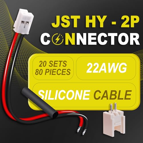 20 Sets/80 Pcs JST HY 2.0mm 2 Pin 22AWG Silicone Connector Kit - size: 2-Pin, style: JST-HY