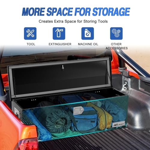 Nilight 44 Inch Truck Tool Box Heavy Duty Aluminum Stripes Plated - size: 44"x15"x15"