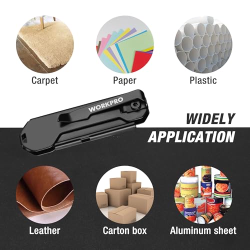 WORKPRO EDC Folding Utility Knife, Mini Box Cutter with Quick Open Axis Lock, Quick Change Blade Razor Knife, Foldable Small Pocket Knife with Belt Clip - color: Black-g10