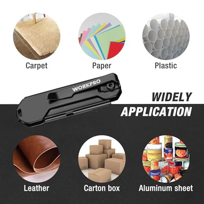 WORKPRO EDC Folding Utility Knife, Mini Box Cutter with Quick Open Axis Lock, Quick Change Blade Razor Knife, Foldable Small Pocket Knife with Belt Clip - color: Black-g10