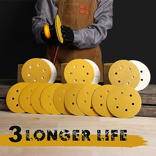 6 Inch Sanding Discs Hook and Loop, 60 Grit Sandpaper for Orbital Sander, Professional for Automotive and Woodworking, 100 Pack - style: 60 Grit