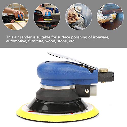 Hilitand Random Orbital Sander AT-980 6" Air Round Palm Sander Polisher Pneumatic Hand Sanding Tool for Polishing (6")