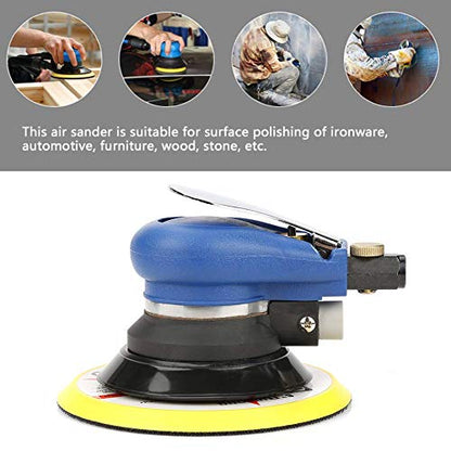 Hilitand Random Orbital Sander AT-980 6" Air Round Palm Sander Polisher Pneumatic Hand Sanding Tool for Polishing (6")