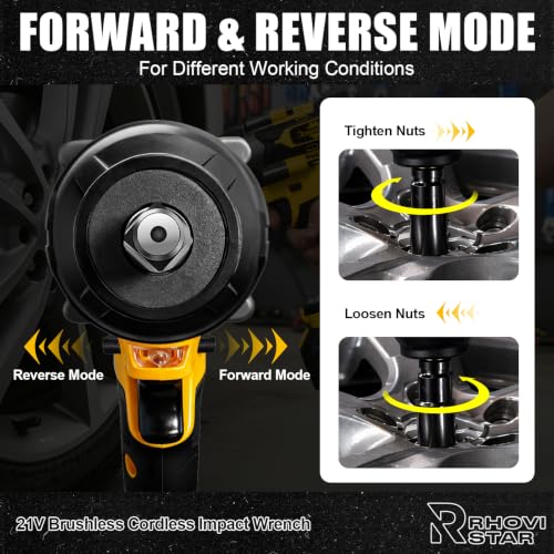 Cordless Impact Wrench 1/2, 850Nm Max Torque Brushless Motor, 2x 4000mAh Batteries & Fast Charger, Heavy Duty Electric Impact Gun for Auto Repair & Home Maintenance