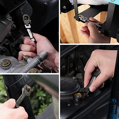 WORKPRO 8 Piece Flex Head Stubby Ratcheting Wrench Set, Metric 9-17mm - size: Metric, style: Nickel-plated