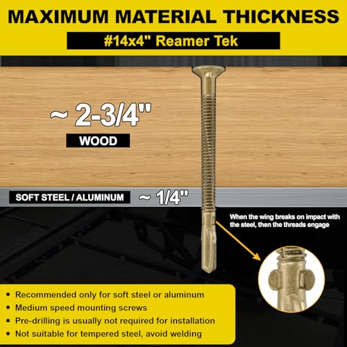 #14 x 4 Self-Tapping Trailer Deck Screws,130PcsT25 Star Bits Screws - color: Gold, size: #14 x 4in 130pcs