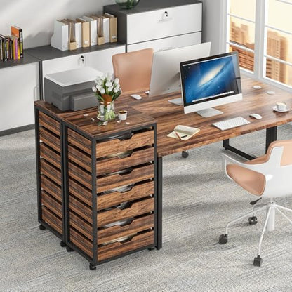 Tribesigns 7-Drawer File Cabinet, Wood Mobile Storage Drawer, Rustic Brown - color: Brown, size: 7 Drawer