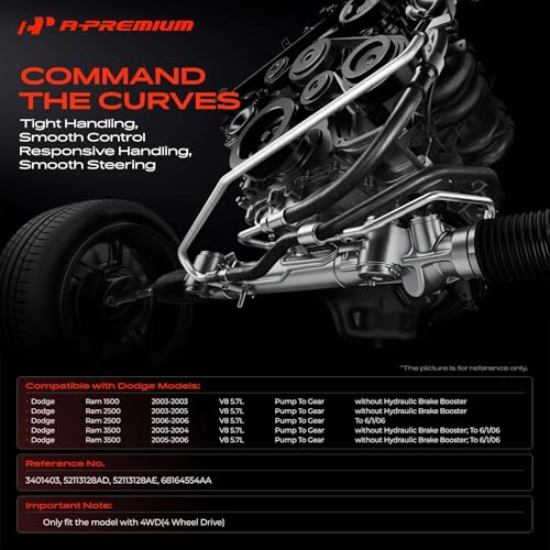 A-Premium Power Steering Pressure Hose Assembly Compatible with Dodge, Ram