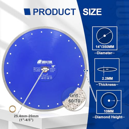 SHDIATOOL 14 Inch Diamond Saw Blade Cutting Porcelain Tile Ceramic Granite Marble Brick - size: 14 Inch(350mm)