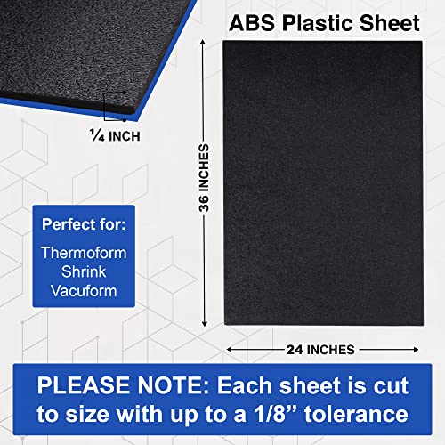 Duco ABS Plastic Sheet 1/4" (6mm) Thick 24" x 36" - 1 Pack of USA-Made Textured & Matte ABS Black Sheet - Heat Moldable Plastic Panel for Home Decor, Crafts, Robotics, DIY Projects and Industrial - size: 24" x 36"