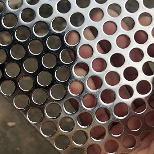 19 Gauge Perforated Metal Sheets 15.7"x7.8" Expanded Metal Mesh Opening 40% Hole 8mm 0.32"(About 1/3") Perforated Stainless Steel Sheet 304 Stainless Steel Mesh Screen Panel Decorati Plate - size: 15.7" X 7.8"