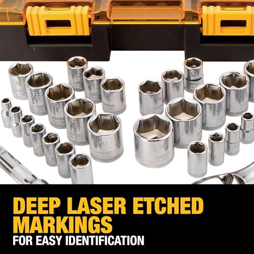 DEWALT Socket Set, 1/4-Inch & 3/8-Inch Drive, SAE/Metric, 34-Piece (DWMT73804)