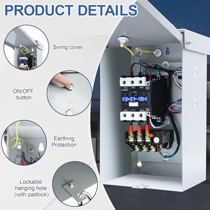 14.5 Hp 3-Phase Magnetic Motor Starter, 208-240 Volt 28-45 Amp - style: Three-phase 45A