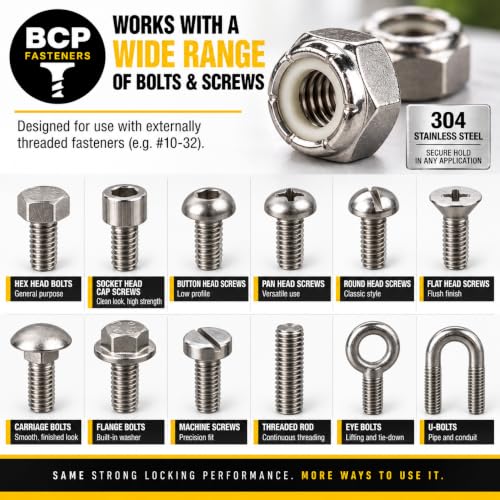 BCP Fasteners 3/8-16 Stainless Steel Nylon Insert Hex Lock Nuts, 25 Pack - size: 3/8-16 (25)