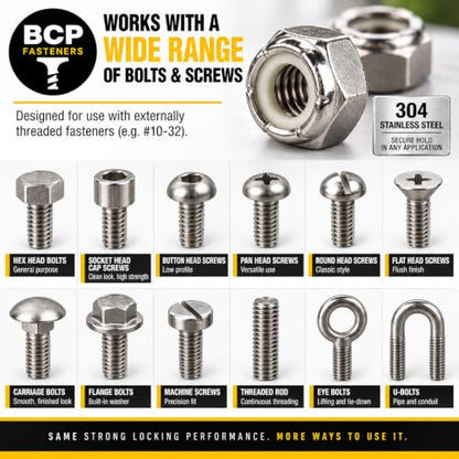 BCP Fasteners #10-32 Stainless Steel Nylon Insert Hex Lock Nuts, 50 Pack - size: #10-32 (50)