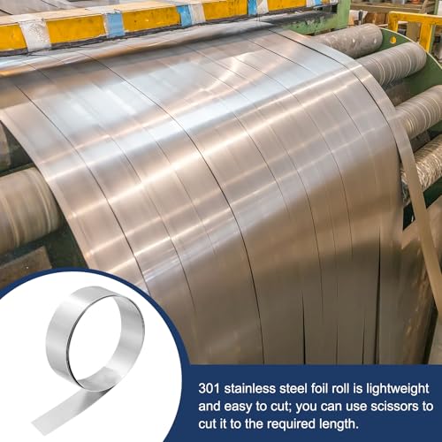 MECCANIXITY 301 Stainless Steel Foil Roll 0.1mmx20mmx2m Silver - size: 0.1mm x 20mm x 2m
