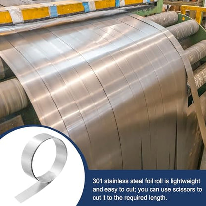 MECCANIXITY 301 Stainless Steel Foil Roll 0.1mmx20mmx2m Silver - size: 0.1mm x 20mm x 2m