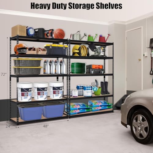 GarveeTech Heavy Duty Garage Shelving Unit, 48 in L x 24 in D x 72 in H - color: Black, size: 48" L x 24" W x 72" H