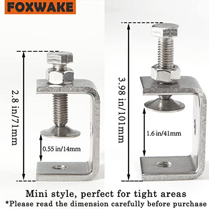 Stainless Steel C Clamps Small 1 1/2 Inch for Mounting, Heavy Duty U Clamps for Metal Working, Mini Desk Clamp with Stable Wide Jaw Opening & Protective Pads/I-Beam Design (2pcs) - color: 1 6/8 In-2pcs-45mm