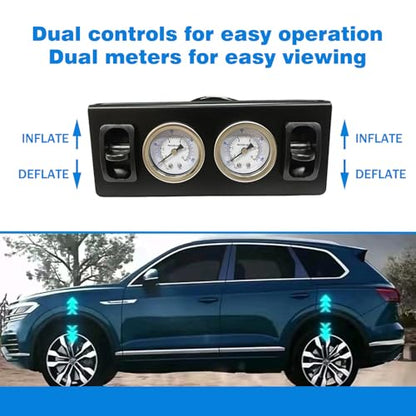 Panel Paddle Valve Switch with Two Air Suspension Pressure Gauge, Air Fittings, Contorl Air Bags in Car Suspension System