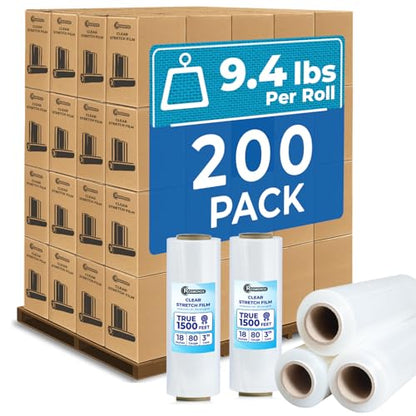 Rosmonde 200 Pack Bulk Plastic Wrap for Moving, 9.4 lbs Rolls, Shrink Wrap - color: Clear, size: 200 Pack | Pallet