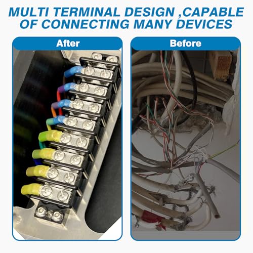 GLOSO TBE Double Row Stainless Terminal Blocks, Marine Grade, 4-14 AWG Cu, 75A/600V - 1 Pack, 8 Poles - color: TBE, size: 8P