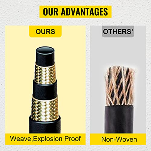 VEVOR Hydraulic Hose 3/4 inch x 50 ft, Coiled Hydraulic Hose 3120 PSI, Rubber with 2 High-Tensile Steel Wire Braid, Bulk -20℃ to 140℃, Hydraulic Oil Flexible Hose - style: 3/4 inch x 50 ft