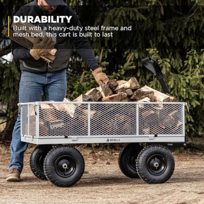 Gorilla Carts Steel Utility Garden Cart, 1000 lb. Capacity, Gray - color: Gray