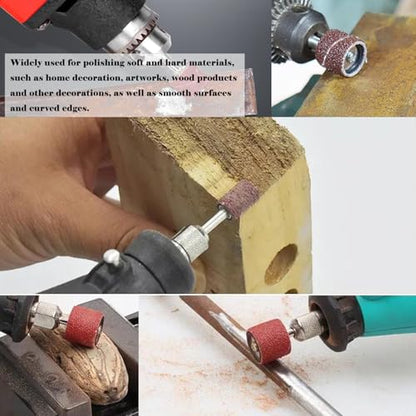 Tnisesm Aluminum Oxide Sanding Drum Set,Including 80 120 240Grit Drum Sander Sanding Sleeves and 12 Pieces Drum Mandrels for Dremel Rotary Tool,Sanding Drums with Box - size: 3SIZE-150PCS