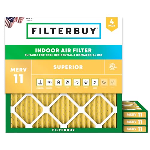 Filterbuy 11.25x11.25x1 Air Filter MERV 11 Pet & Allergy Defense (4-Pack) - size: 11.25x11.25x1